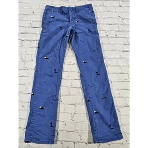 Gap Kids Blue Embroidered Chino Sunglasses Palm Tree Pants BOYS SIZE 14